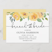 Yellow Florals Brunch mit Brautdusche Einladung (Vorne/Hinten)