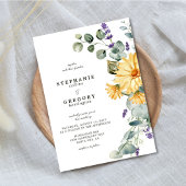 Yellow Florals Eucalyptus Wedding Einladung