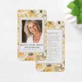 Yellow Florals Foto Beerdigung Gedenkkarte (Schreibtisch)