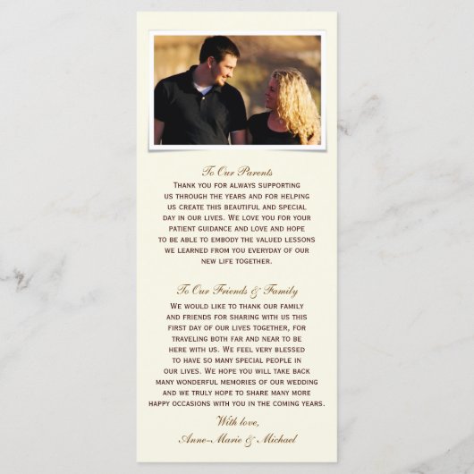 Yellow Florals Wedding Program Foto Keepake Programm (Rückseite)