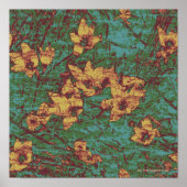 Yellow flower against leaf camouflage pattern poster (Vorne)