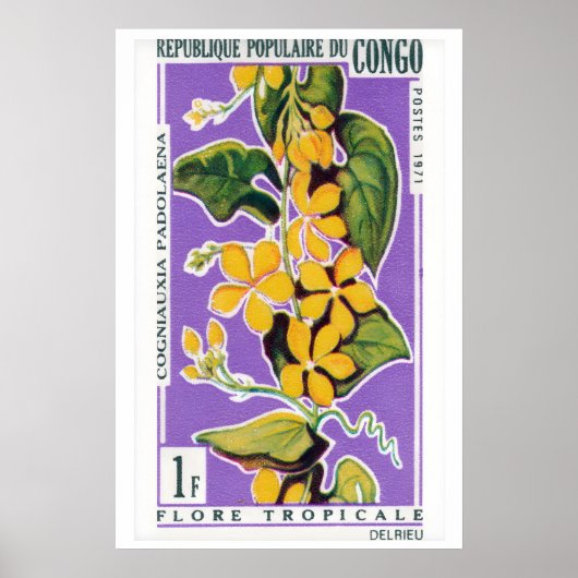 Yellow Flower Bunch - Vintage Congo Art - Postage Poster (Vorne)