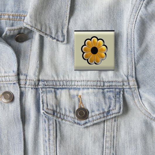 Yellow Flower Square Button – Modern Floral Design (Beispiel)