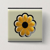 Yellow Flower Square Button – Modern Floral Design (Vorderseite)