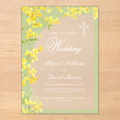 Yellow Flowers Arch on Green Religious Wedding Acryleinladungen (Vorderseite)