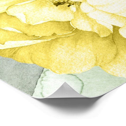 Yellow Flowers Botanical Watercolor Wedding Poster (Ecke)