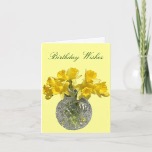 Yellow Flowers Daffodil Birthday Wishes Karte
