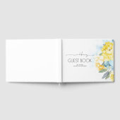 Yellow Flowers Dusty Blue Greenerity Wedding Gästebuch (Voll)