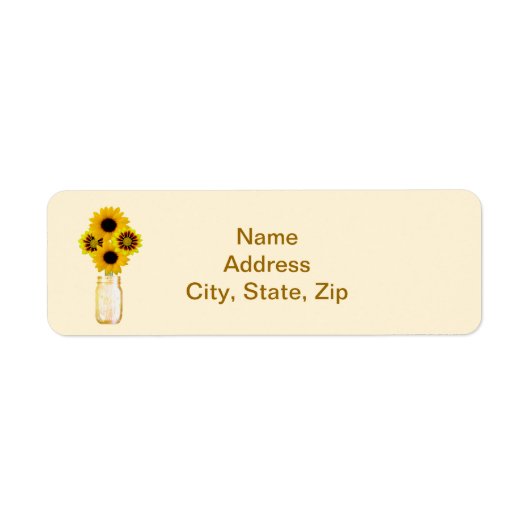 Yellow Flowers Mason Jar Address Label (Vorne)