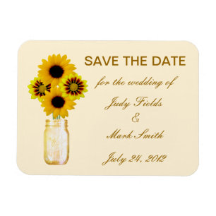 Yellow Flowers Mason Jar speichern das Date Magnet