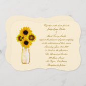 Yellow Flowers Mason Jar Wedding Einladung (Vorne/Hinten)
