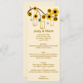 Yellow Flowers Mason Jars Menu Card Menükarte (Vorne/Hinten)