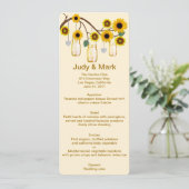 Yellow Flowers Mason Jars Menu Card Menükarte (Stehend Vorderseite)