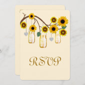 Yellow Flowers Mason Jars Response Card Einladung (Vorne/Hinten)