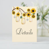Yellow Flowers Mason Jars Wedding Details Begleitkarte (Stehend Vorderseite)