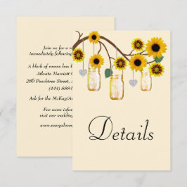 Yellow Flowers Mason Jars Wedding Details Begleitkarte