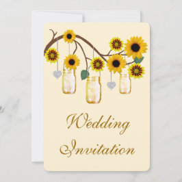 Yellow Flowers Mason Jars Wedding Einladung