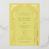 Yellow Foil Art Nouveau Arch Foil Einladung (Vorderseite)