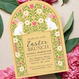 Yellow Folk Art Easter Brunch Arch Invitation Einladung