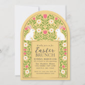 Yellow Folk Art Easter Brunch Arch Invitation Einladung (Vorderseite)