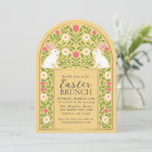 Yellow Folk Art Easter Brunch Arch Invitation Einladung (Stehend Vorderseite)
