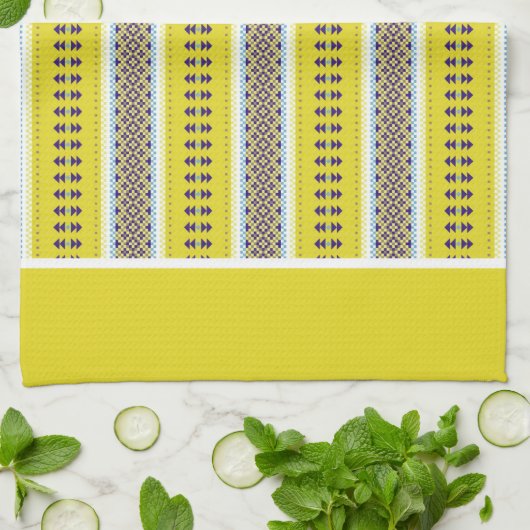 Yellow Folk Art Geschirrtuch (Gefaltet)