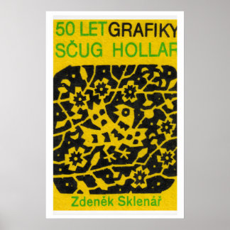 Yellow Folk Pattern - Matchbox Print - Czech Wall Poster
