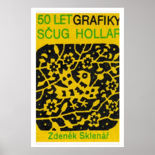 Yellow Folk Pattern - Matchbox Print - Czech Wall Poster (Vorne)