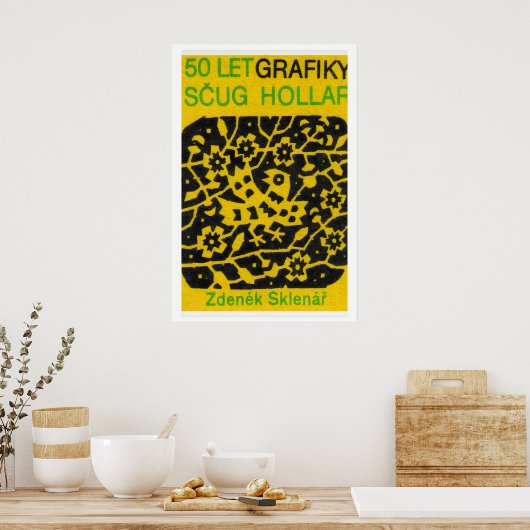 Yellow Folk Pattern - Matchbox Print - Czech Wall Poster (Küche)