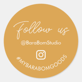 Yellow Follow us on Instagram Packungsaufkleber Runder Aufkleber