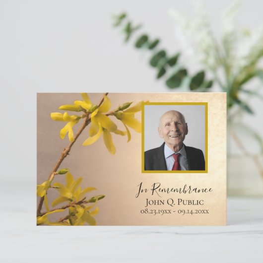 Yellow Forsythia Blume Danke für Beileid (Stehend Vorderseite)