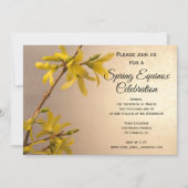 Yellow Forsythia Blume Frühjahr Equinox Feier Einladung (Vorderseite)