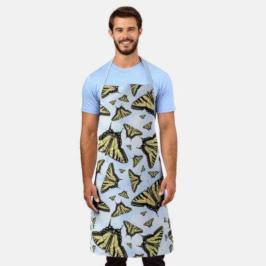 Yellow Frack Butterfets Blue Sky Pattern Schürze (Getragen)