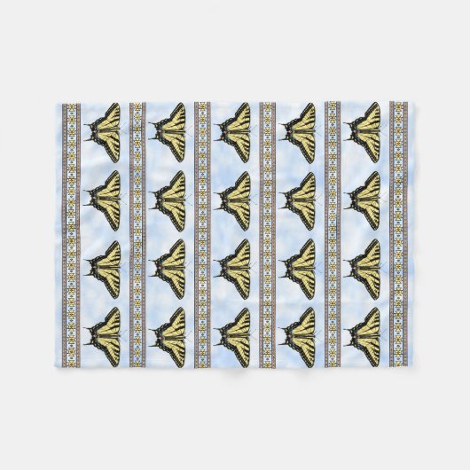 Yellow Frack Butterfly Blue Sky Small Fleecedecke (Vorderseite (Horizontal))