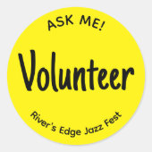 Yellow Frag Me Volunteer Abzeichen Runder Aufkleber (Vorderseite)