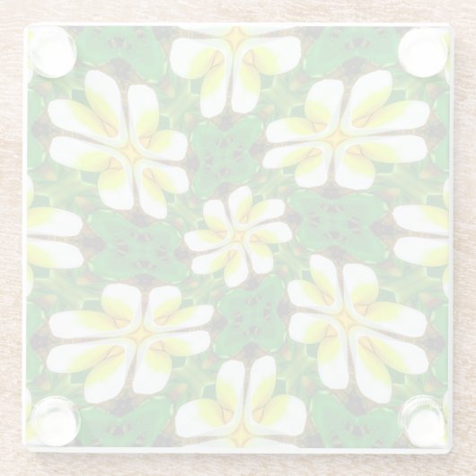 Yellow Frangipani Pattern Glasuntersetzer (Rückseite)
