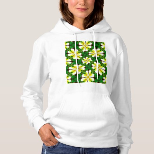 Yellow Frangipani Pattern Hoodie (Vorderseite)