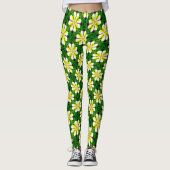 Yellow Frangipani Pattern Leggings (Vorderseite)