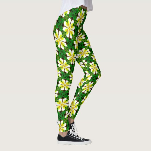 Yellow Frangipani Pattern Leggings (Rechts)