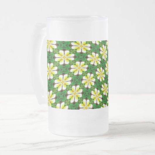 Yellow Frangipani Pattern Mattglas Bierglas (Vorderseite Links)
