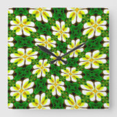 Yellow Frangipani Pattern Quadratische Wanduhr (Vorderseite)