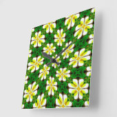 Yellow Frangipani Pattern Quadratische Wanduhr (Winkel)