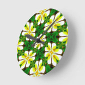 Yellow Frangipani Pattern Runde Wanduhr (Winkel)