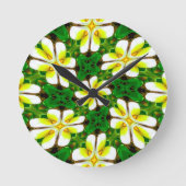 Yellow Frangipani Pattern Runde Wanduhr (Vorderseite)