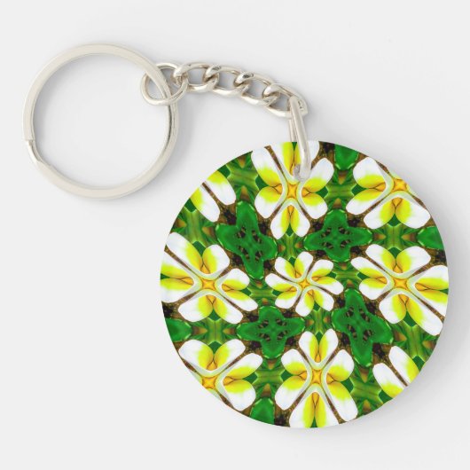 Yellow Frangipani Pattern Schlüsselanhänger (Vorderseite)