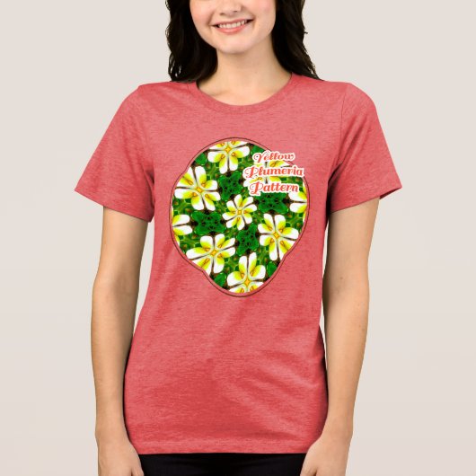 Yellow Frangipani Pattern Tri-Blend Shirt (Vorderseite)