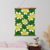 Yellow Frangipani Pattern Wandteppich Mit Holzrahmen (Schlafzimmer)