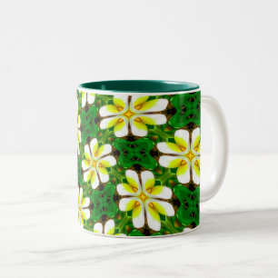Yellow Frangipani Pattern Zweifarbige Tasse