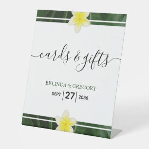 Yellow Frangipani Plumeria Wedding Cards & Gifts Sockelschild