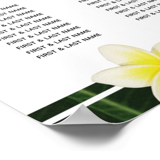 Yellow Frangipani Plumeria Wedding Chart Poster (Ecke)